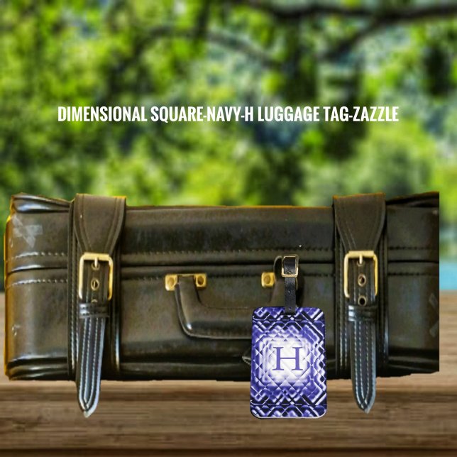 Dimensional Square-Navy-H Luggage Tag (Creator Uploaded)