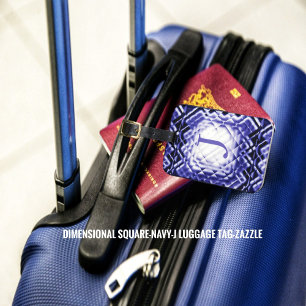 Dimensional Square-Navy-J Luggage Tag