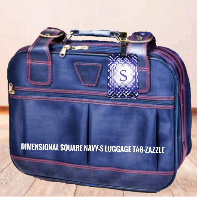 Dimensional Square-Navy-S  Luggage Tag (Creator Uploaded)