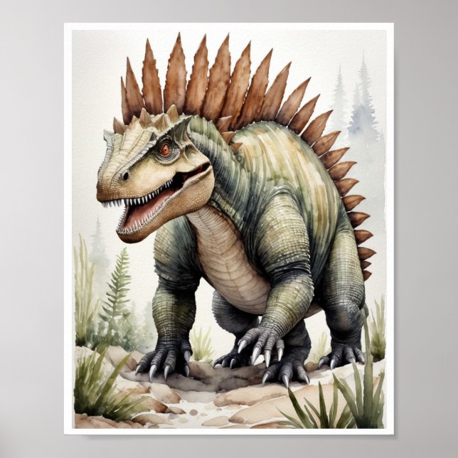 Dimetrodon Dinosaur Watercolor WallArt Poster (Front)