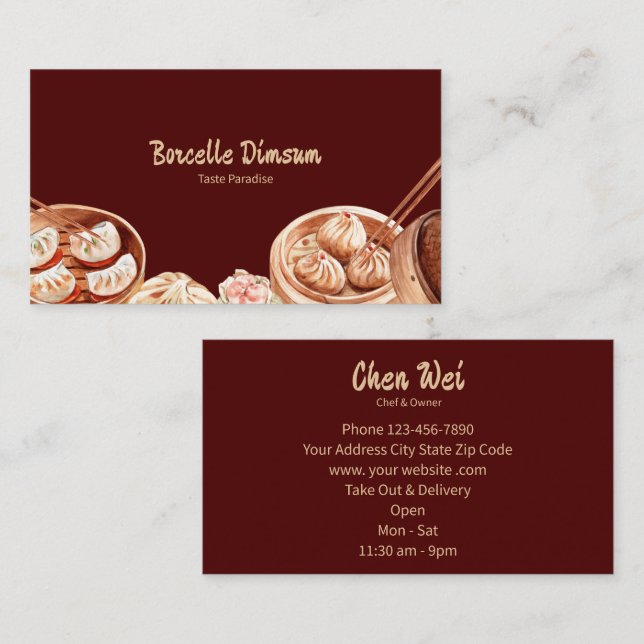 Dimsum Watercolor  Business Card (Front/Back)