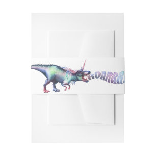 Dincorn Roar   Fantasy Unicorn Horned Dinosaur Invitation Belly Band