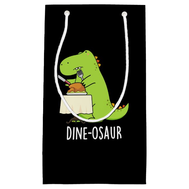 Dine-osaur Funny Dinosaur Pun Dark BG Small Gift Bag (Front)