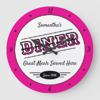 Diner Any Name Date Retro Hot Pink Black White