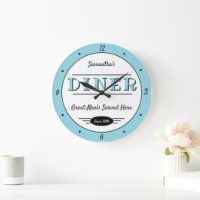Diner Any Name Date Retro Robin Egg Blue Black