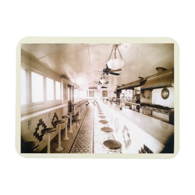 Diner Interior, 1920s Deco Vintage Magnet (Horizontal)