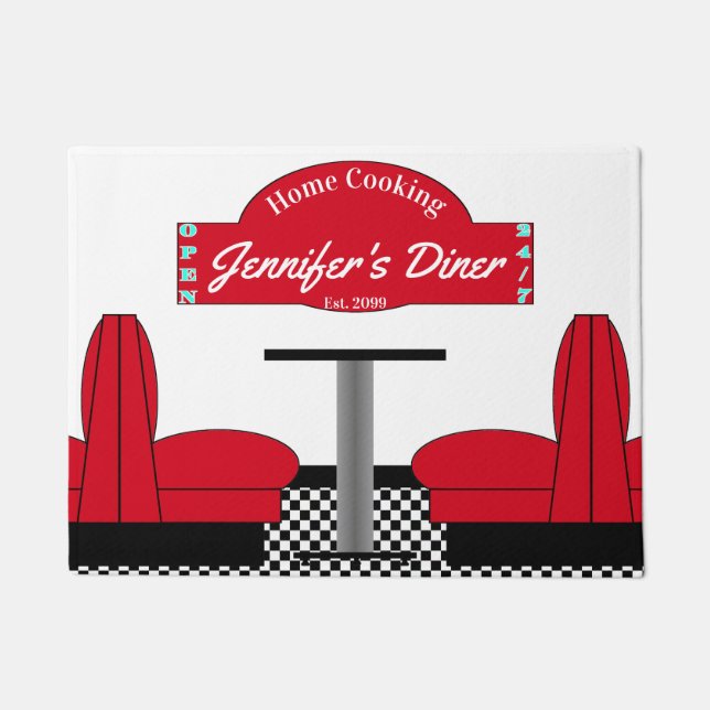 Diner Kitchen Restaurant Kitchen Grill Chef Baker Doormat (Front)