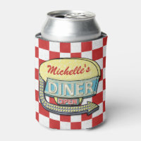 Diner Sign Retro 50s Red Chequered | Custom Name