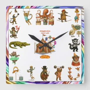 Dingaling Bros Circus acts Square Wall Clock
