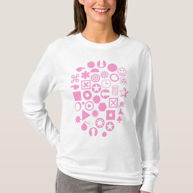Dingbat Abstract - Pink T-Shirt (Front)