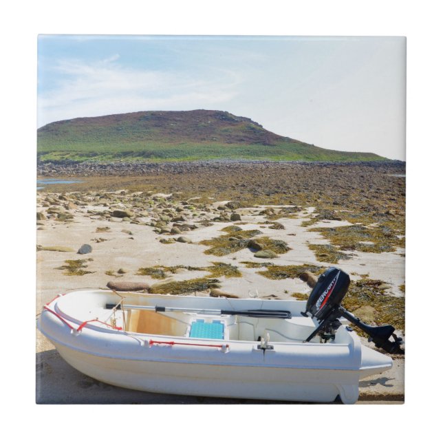 Dinghy On The Beach Tile (Front)