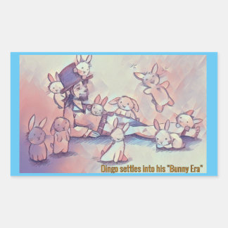 Dingo Dizmal the clown settles into his "Bunny Era Rectangular Sticker