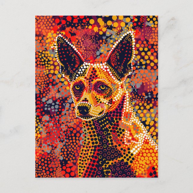 Dingo in Aborigine Dot Art Style Postcard (Front)