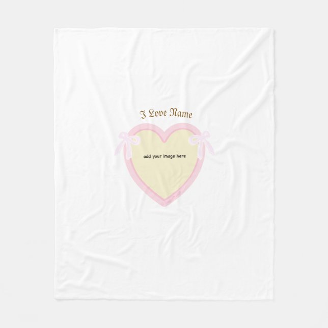Dingus Bows & Heart Personalised Fleece Blanket (Front)