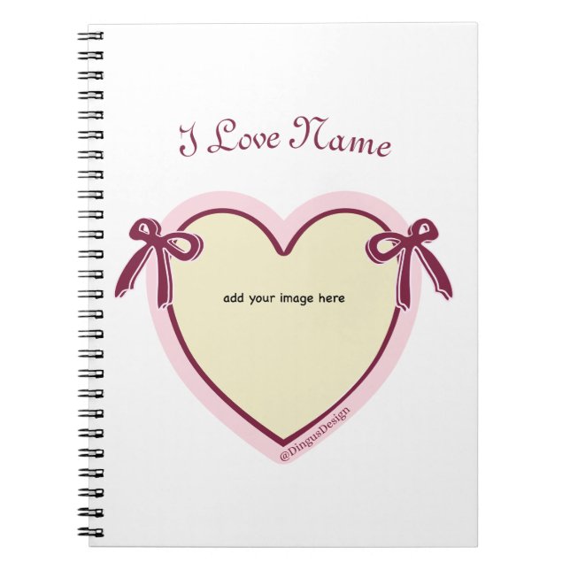 Dingus Bows & Heart Personalised  Notebook (Front)
