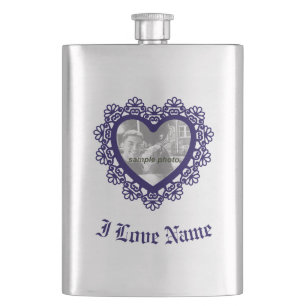 Dingus Heart Lace Frame Classic Flask