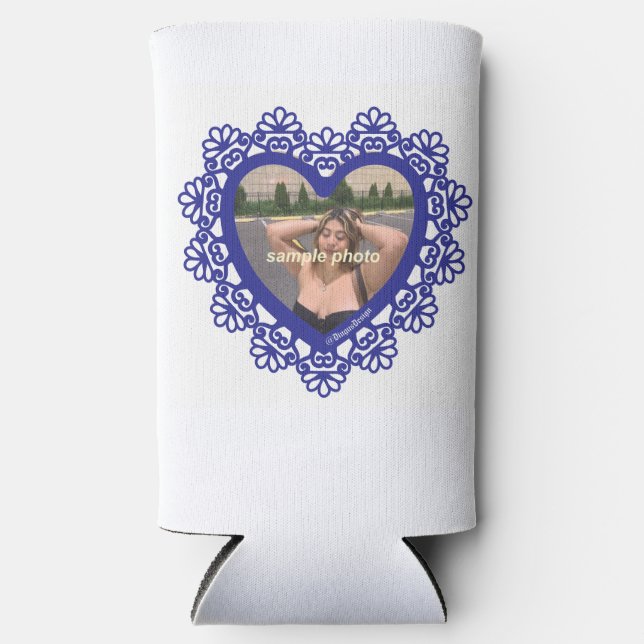Dingus Heart Lace Frame Seltzer Can Cooler (Front)
