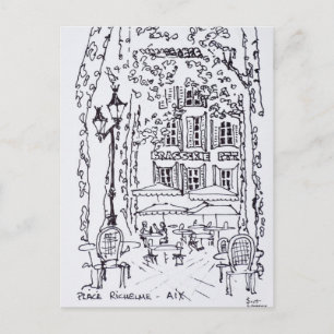 Dining in a Plaza   Aix en Provence, France Postcard