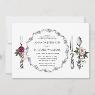 Dining Plate Spoon Fork Rehersal Dinner Party Invitation