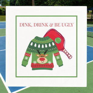 Dink Drink Be Ugly Pickleball Ugly Sweater Party Napkin