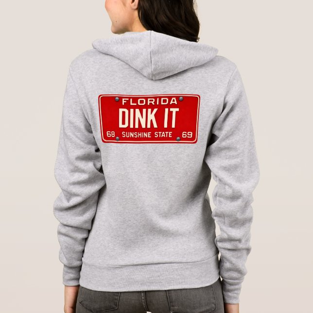 Dink It Pickleball Player Fan Retro License Plate Hoodie (Back)