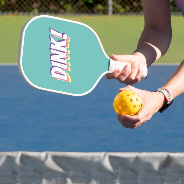 "DINK!" or Your Bold Message, Lt Teal Pickleball P Pickleball Paddle (Insitu)