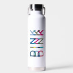 Dink Pickleball Fun Chic Blue Green Pink Yellow St Water Bottle<br><div class="desc">DINK! This water bottle says it all! This chic design featuring the word "dink" in blues,  greens and pinks celebrates the sport of pickleball. Makes a wonderful gift for the pickleball lover in your life. Part of a collection from Parcel Studios.</div>