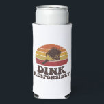 Dink Responsibly Funny Pickleball Seltzer Can Cooler<br><div class="desc">Keep your drink cold and the laughs going with this “Dink Responsibly” funny pickleball can cooler, perfect for players who know the soft game wins the match. After an intense rally and a few perfectly placed dink shots, it’s time to relax courtside and celebrate the fun of the game. This...</div>