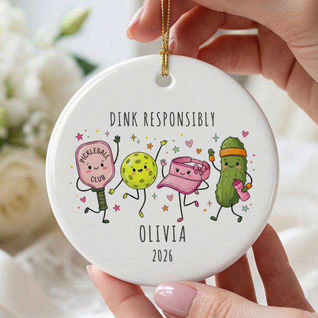 Dink Responsibly Pickleball  Ceramic Tree Decoration (Creator Uploaded)
