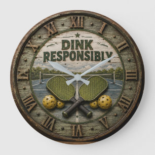 Dink Responsibly Pickleball Paddle Large Clock