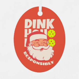 Dink Responsibly. Vintage Santa with Pickle Balls Metal Tree Decoration