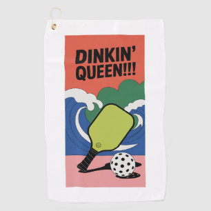 Dinkin’ Queen!!! Retro Pickleball Paddle Sports Golf Towel