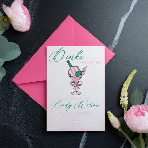 Dinks and Drinks, Pickleball  Bachelorette Party Invitation