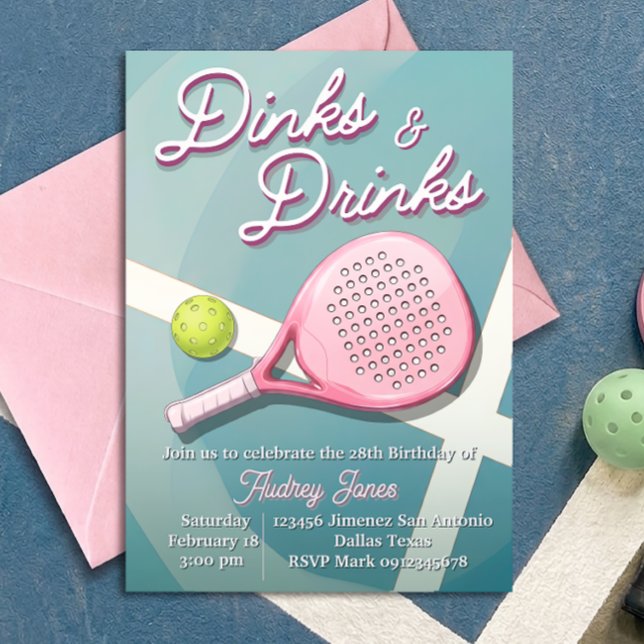 Dinks and Drinks - Pickleball Birthday Invitation (Creator Uploaded)