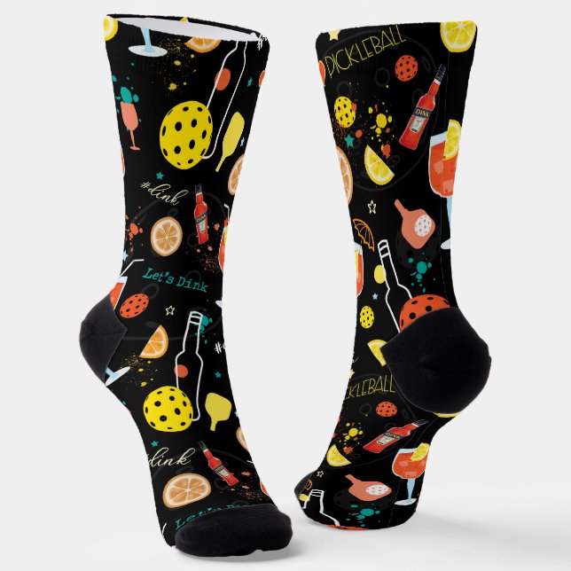 Dinks and 🍾🥂drinks - pickleball socks (Angled)