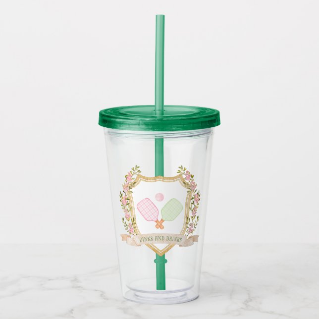 Dinks and Drinks| Preppy Pickle Ball Acrylic Tumbler (Front)