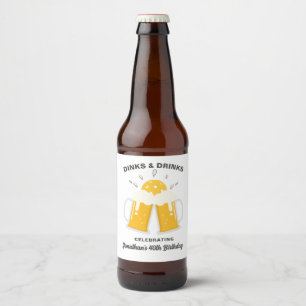 Dinks & Drinks Beer Mugs Clinking Pickleball Beer Bottle Label