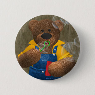 Dinky Bear: Blowing Bubbles 6 Cm Round Badge