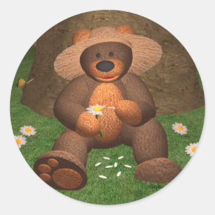 Dinky Bear in Love Classic Round Sticker