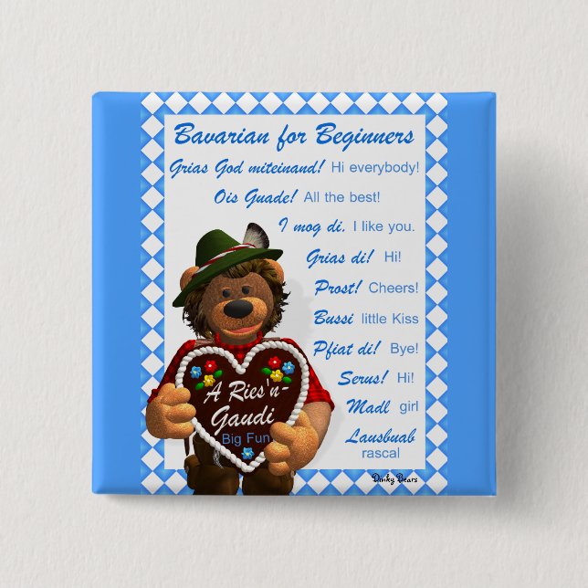 Dinky Bears Bavarian for Beginners 15 Cm Square Badge (Front)