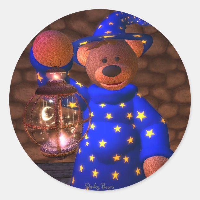 Dinky Bears Little Wizard Classic Round Sticker (Front)