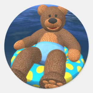 Dinky Bears Water Fun Classic Round Sticker