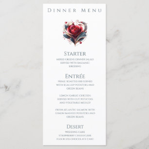 Dinner and Bar Menu-Modern Heart Shaped Rose Menu