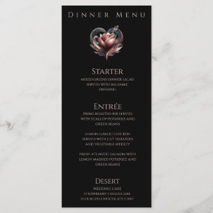 Dinner and Bar Menu-Modern Rose with a Heart Menu