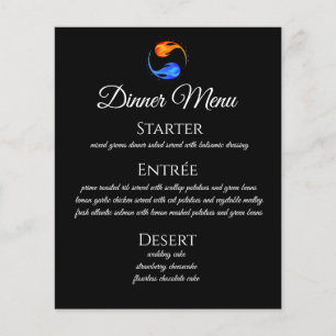 Dinner and Bar Menu-Twin Flame Wedding Theme-Black
