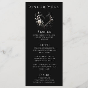 Dinner and Bar Menu-White Flowers with a Heart Menu