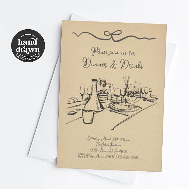 Dinner and Drinks Invitation, Adult Dinner Party Invitation (Creator Uploaded)