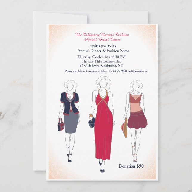 Dinner and Fashion Show Invitations (Front)