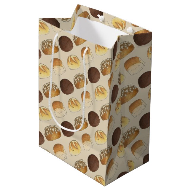 Dinner Bread Rolls Buns Bakery Baker Chef Foodie Medium Gift Bag (Front Angled)
