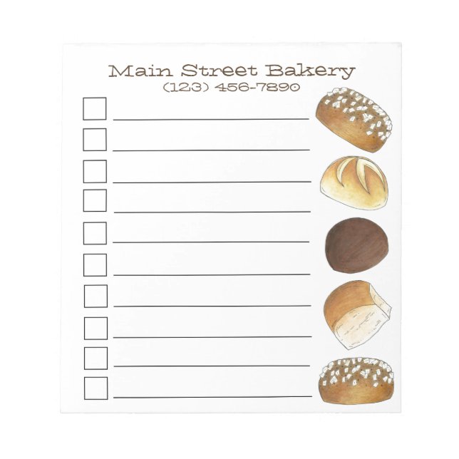 Dinner Bread Rolls Buns Bakery Baker Chef Foodie Notepad (Front)